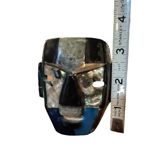 Tribal Mask Fused Glass Face Figure Cancun Art Figurine Mexico Souvenir Handmade - Picture 2 of 14